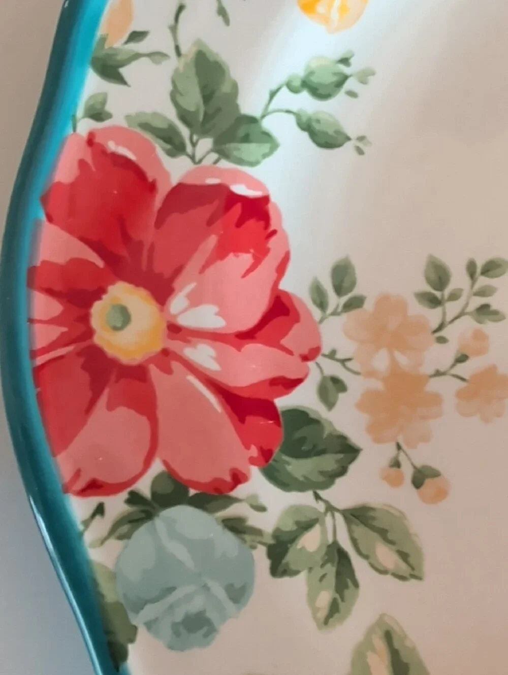 2 The Pioneer Woman, Turquoise Floral Ceramic Dinner & Salad Plates.🌟